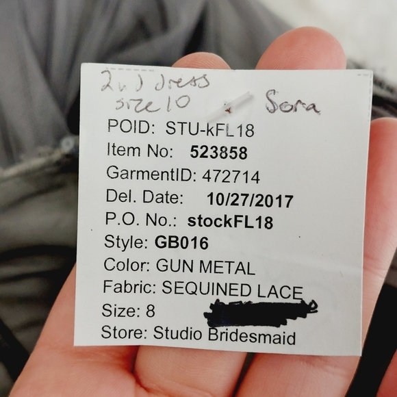 NEW Amsale Sora Gunmetal Lace Bodice Maxi A Line Bridesmaid Dress Z81 - Picture 9 of 10